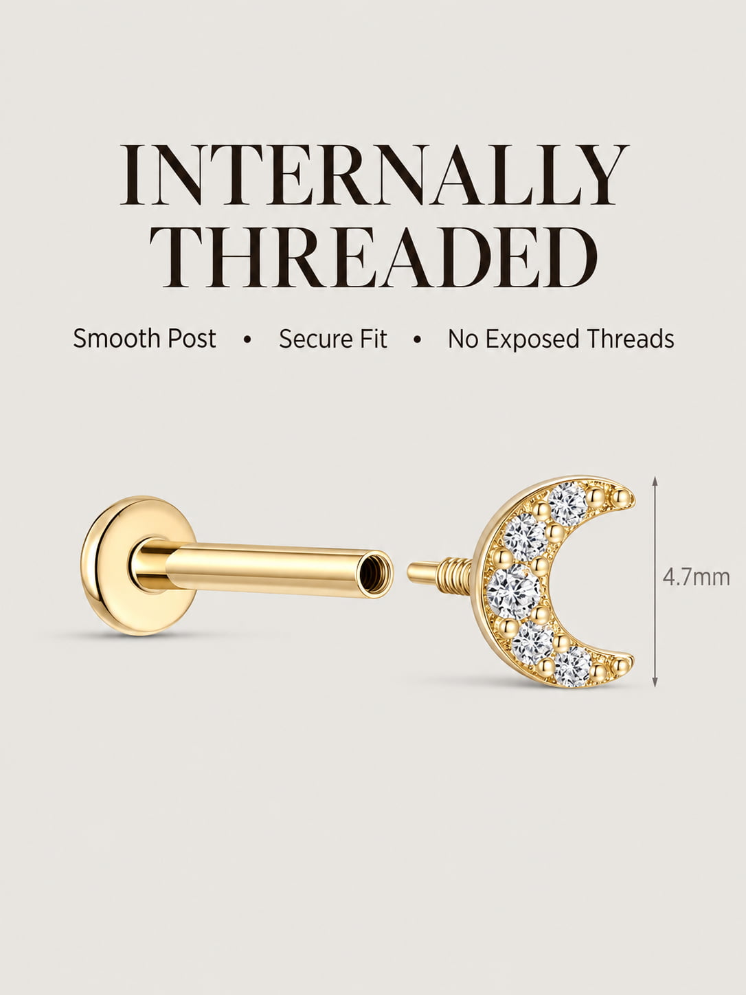 Crescent Moon Cluster Flat Back Stud