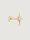 14K Solid Gold Diamond Star Flat Back Earrings