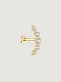 14K Solid Gold Simple Curved Flat Back Earrings