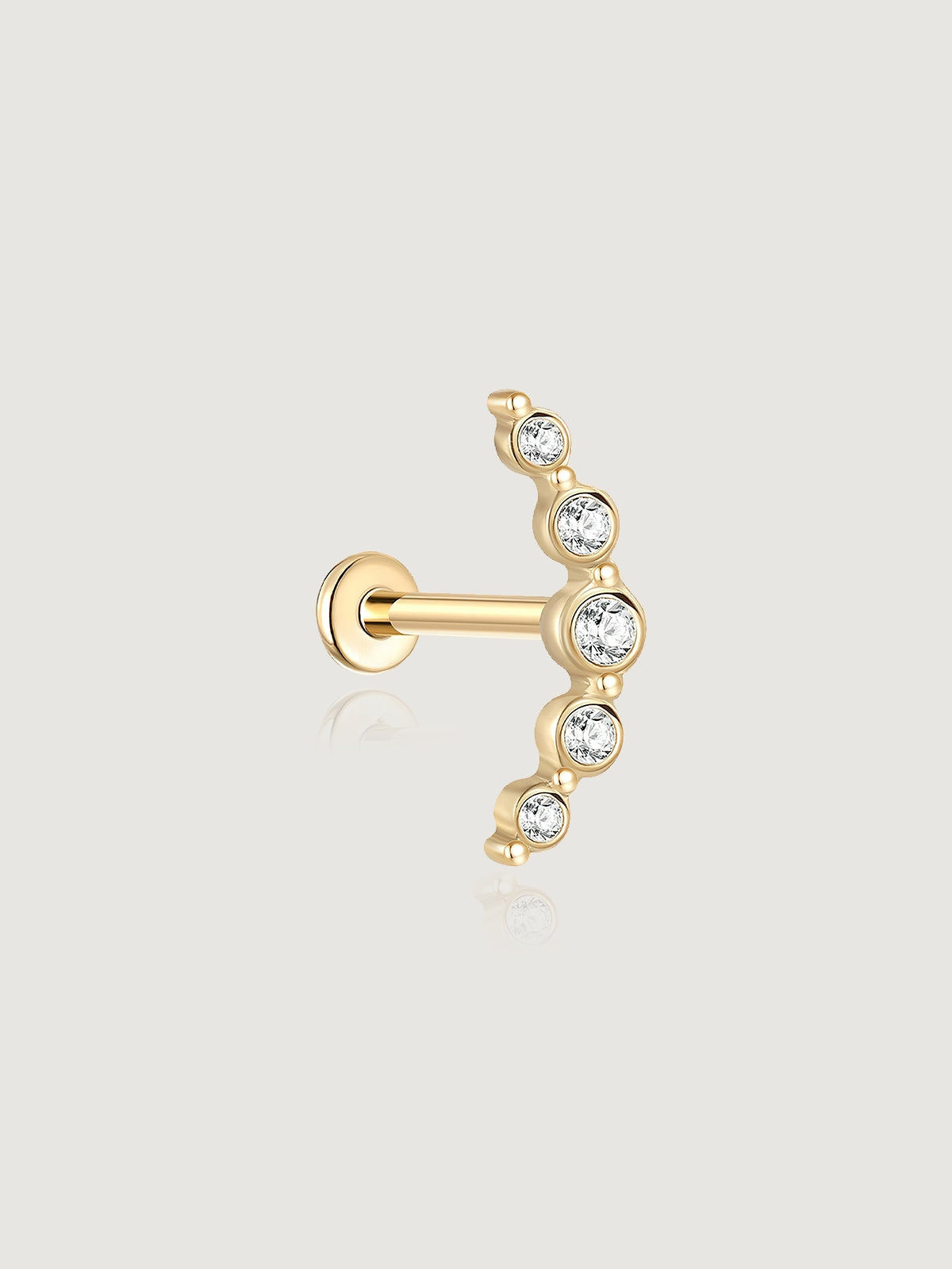 14K Solid Gold Simple Curved Flat Back Earrings