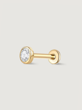 14K Solid Gold Round CZ Flat Back Earrings