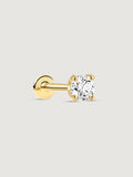 14K Solid Gold 4-Prong Solitaire Flat Back Earring