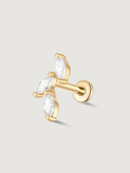 14K Solid Gold Diamond Leaf Flat Back Earrings