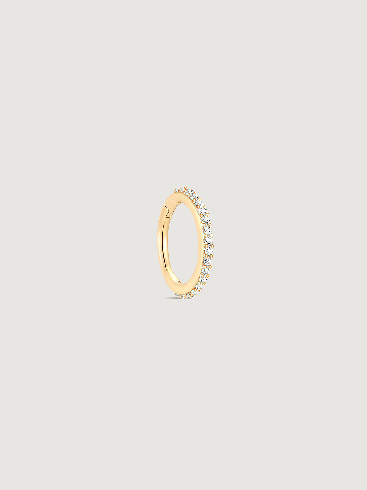 14K Solid Gold Elegant Pave Hoop Earrings