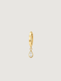 14K Solid Gold Drop Hoop Earring