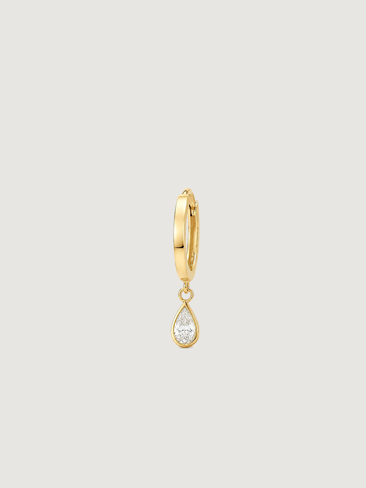 14K Solid Gold Drop Hoop Earring