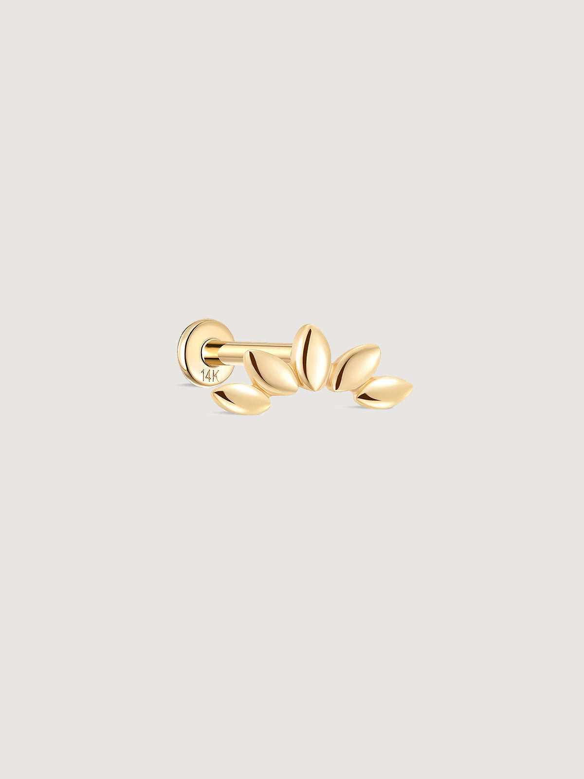 14K Solid Gold Minimalist Petal Arc Flat Back Earrings