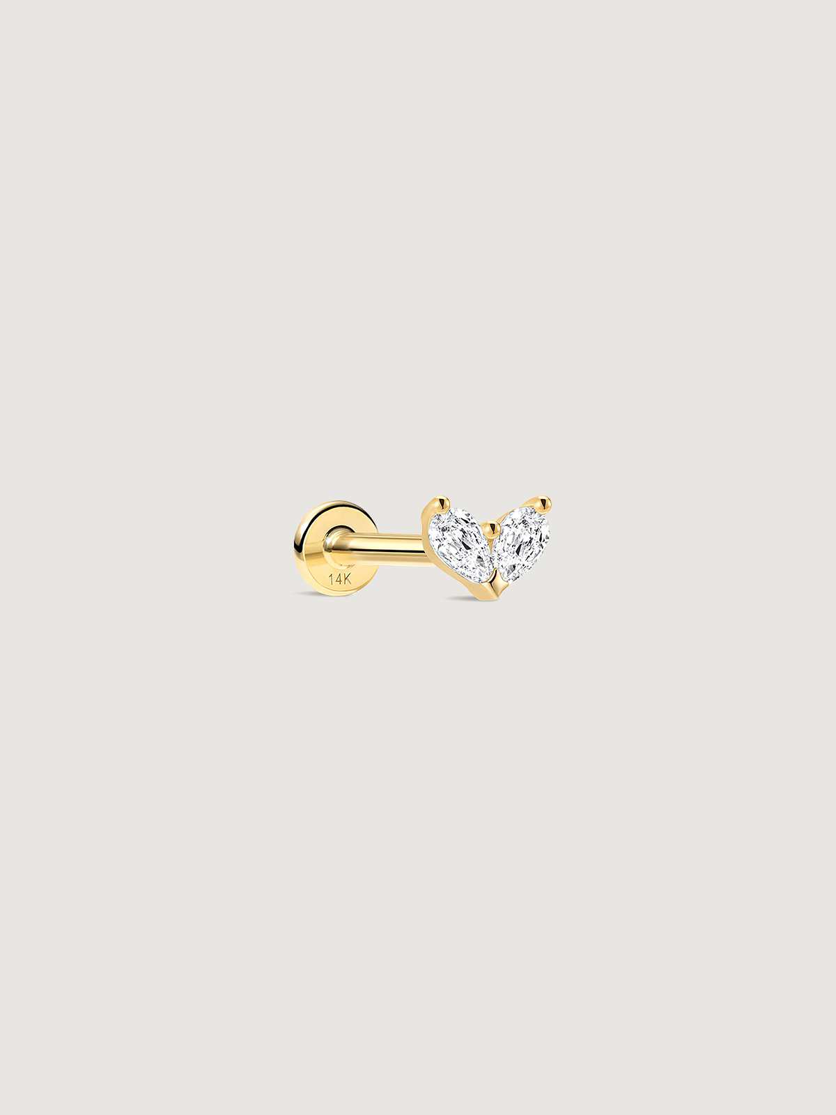 14K Solid Gold Minimalist Marquise Stud Flat Back Earrings