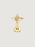 14K Solid Gold Sparkly Star Flat Back Earrings