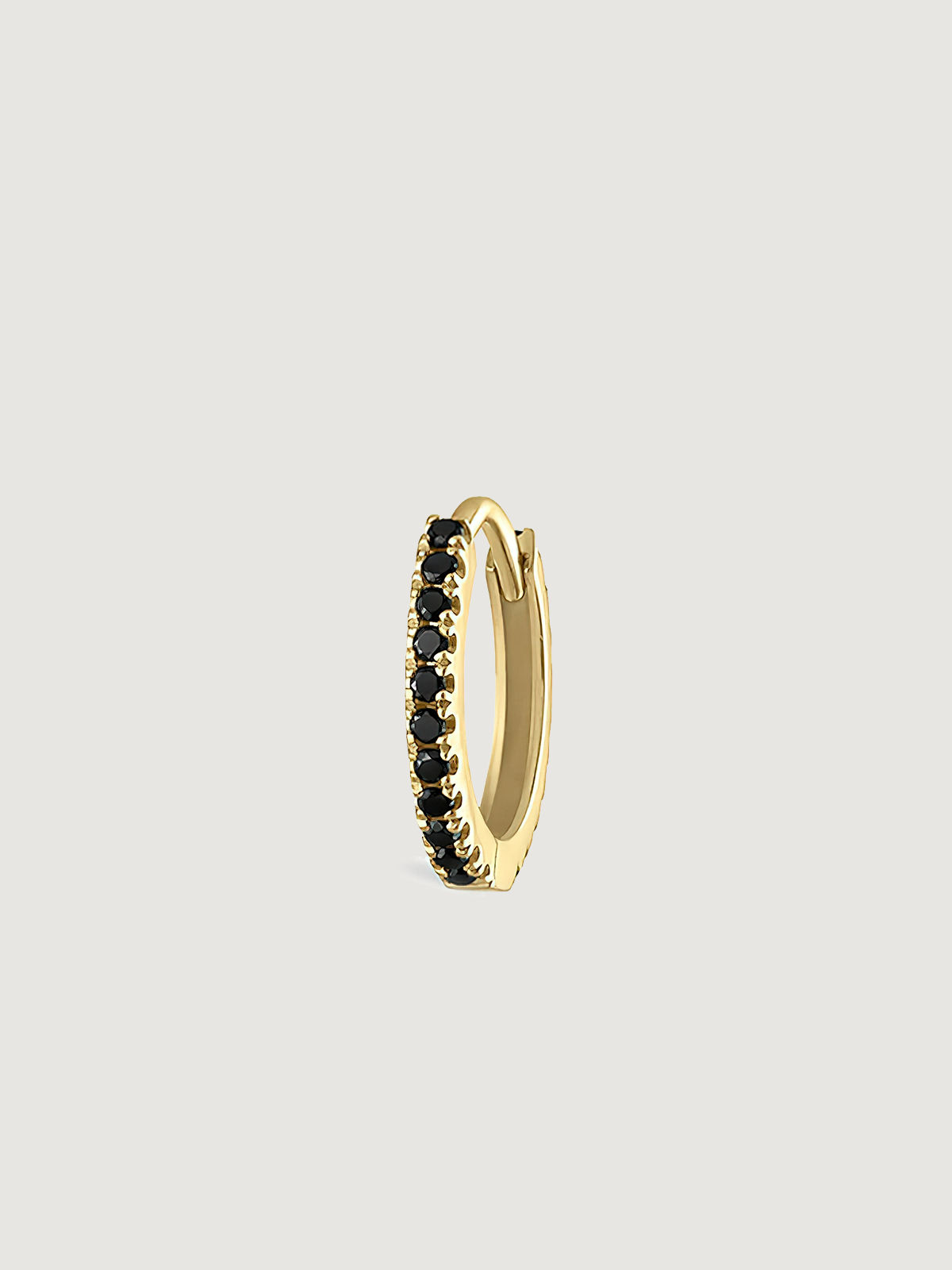 14K Solid Gold Black Zircon Helix Hoop Earrings