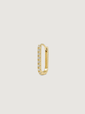 14K Solid Gold Rectangular Pave Hoop Earring
