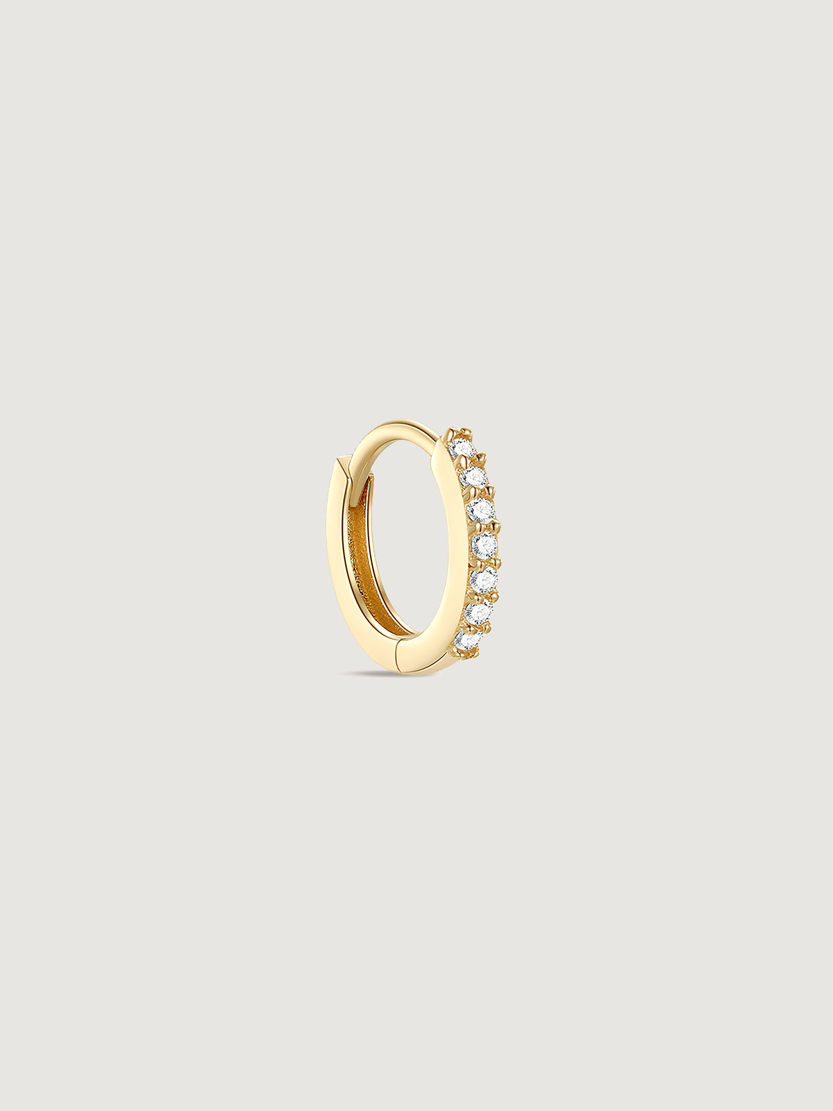 14K Solid Gold Classic Crystal Pave Hoop Earrings