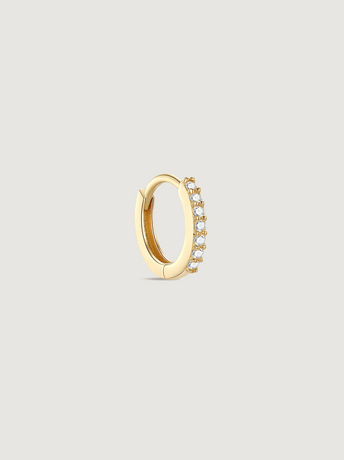 14K Solid Gold Classic Crystal Pave Hoop Earrings
