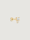 14K Solid Gold Dainty Spliced Flat Back Earrings