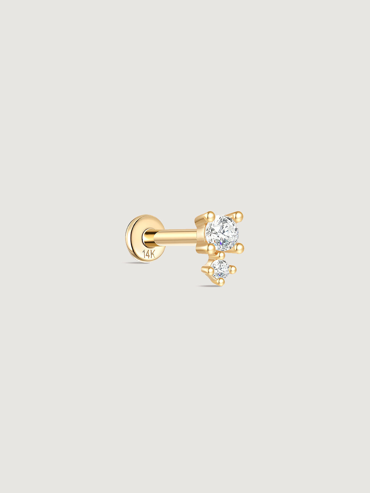 14K Solid Gold Dainty Spliced Flat Back Earrings