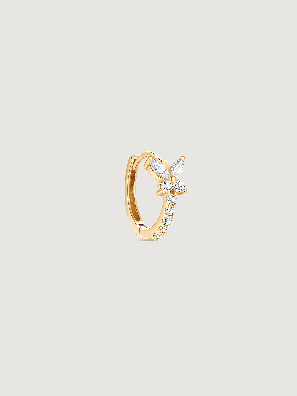 14K Solid Gold Elegant Butterfly Hoop Earrings
