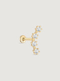 14K Solid Gold Sleek Curved Flat Back Earrings