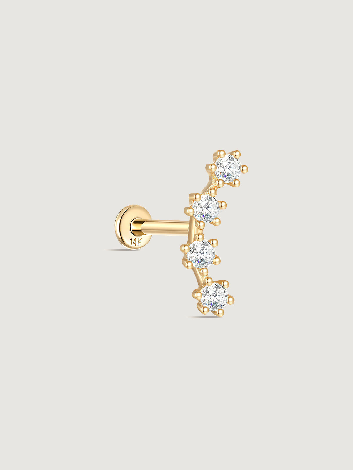 14K Solid Gold Sleek Curved Flat Back Earrings