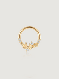 14K Solid Gold Marquise Floral Hoop Earrings