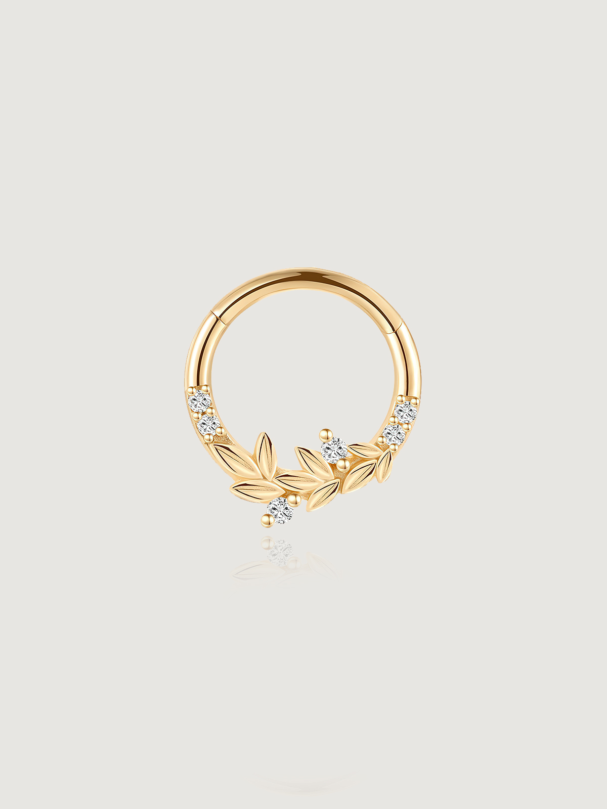 14K Solid Gold Marquise Floral Hoop Earrings