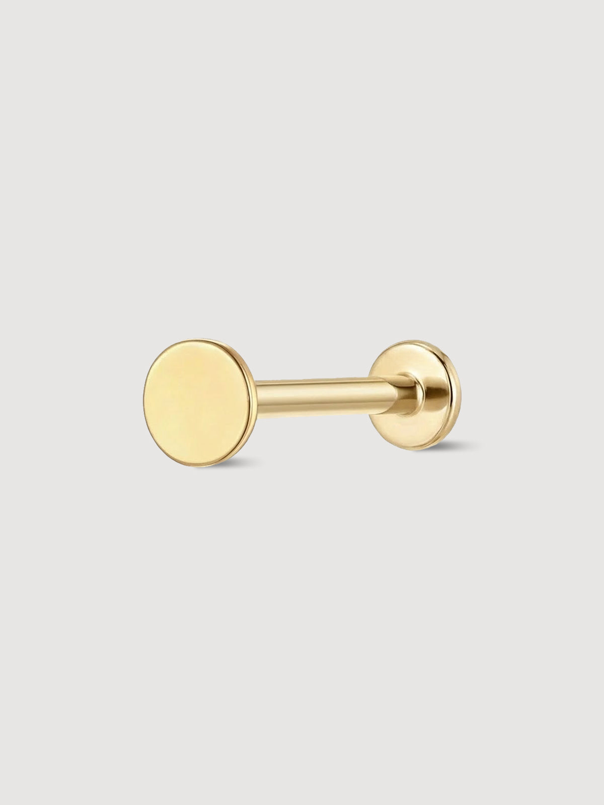 14K Solid Gold Minimalist Disc Flat Back Stud