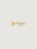 14K Solid Gold Delicate Triple-Point Cluster Flat Back Earrings