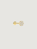 14K Solid Gold Diamond Cluster Flat Back Earrings