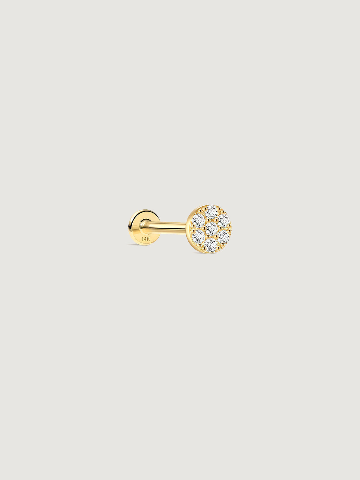 14K Solid Gold Diamond Cluster Flat Back Earrings