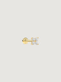 14K Solid Gold Four-Petal Flower Flat Back Earrings