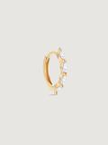 14K Solid Gold Dainty Marquise Pave Hoop Earrings