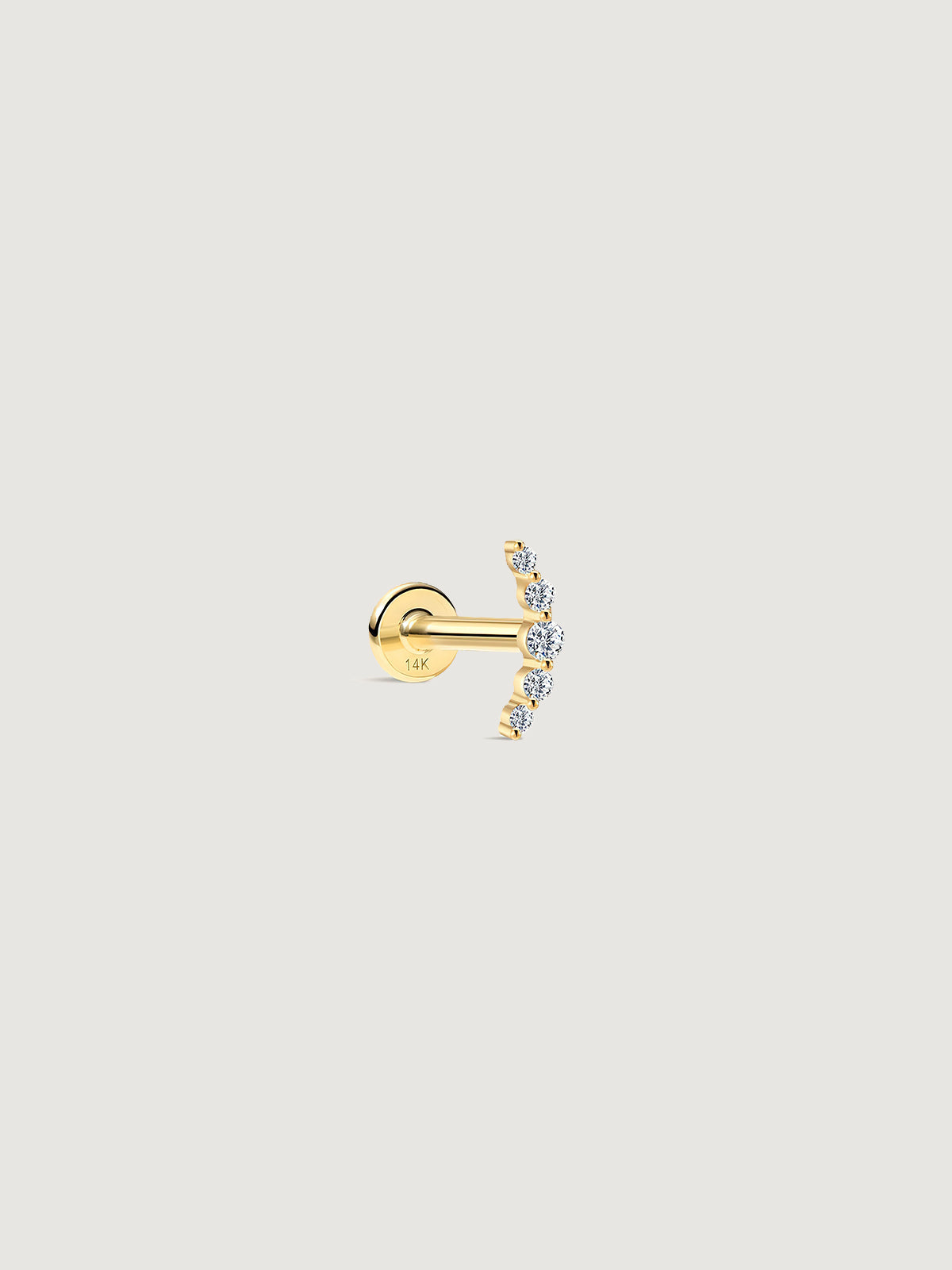 14K Solid Gold Minimalist Crescent Flat Back Earrings