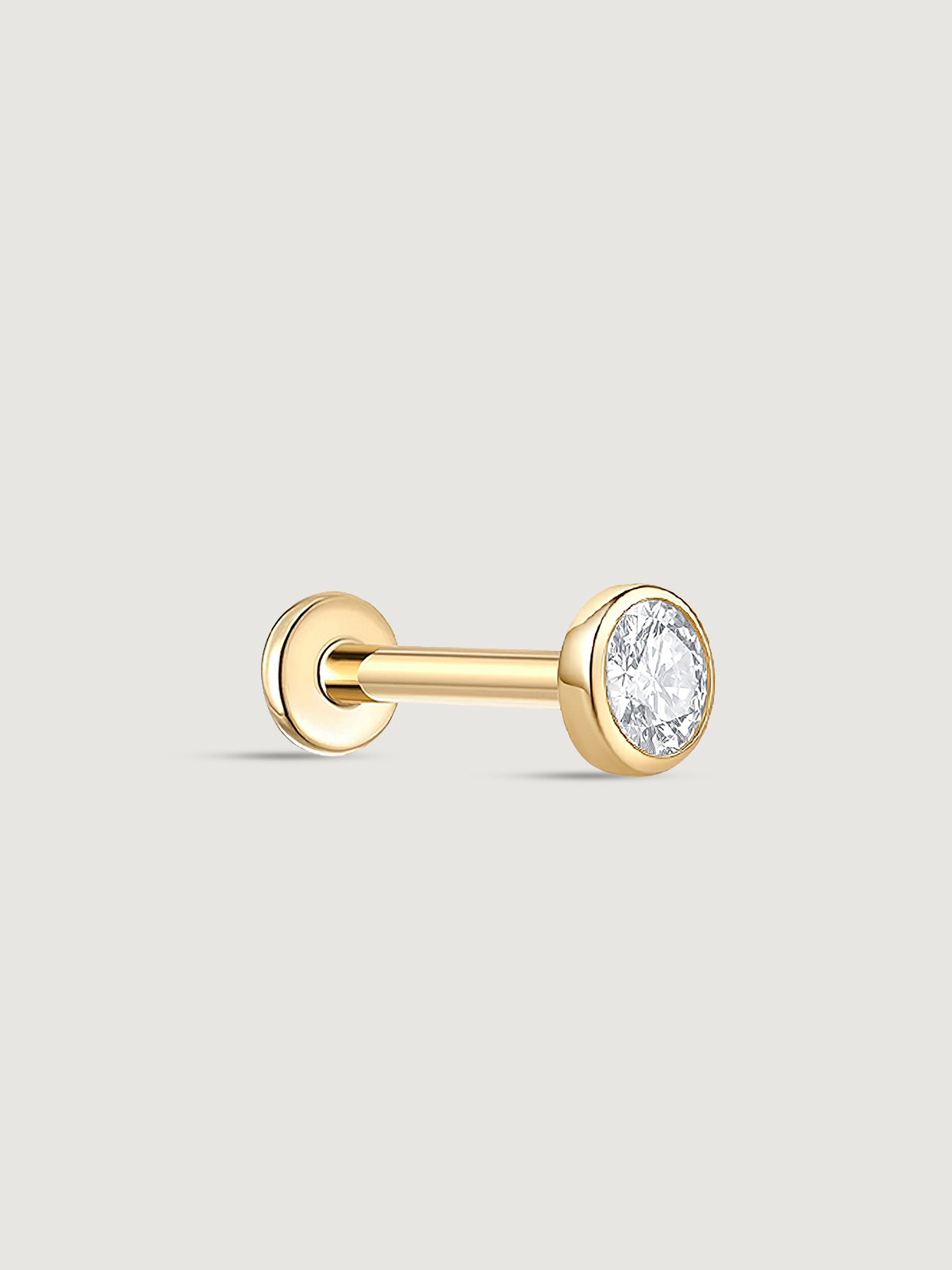 14K Solid Gold Round CZ Flat Back Earrings