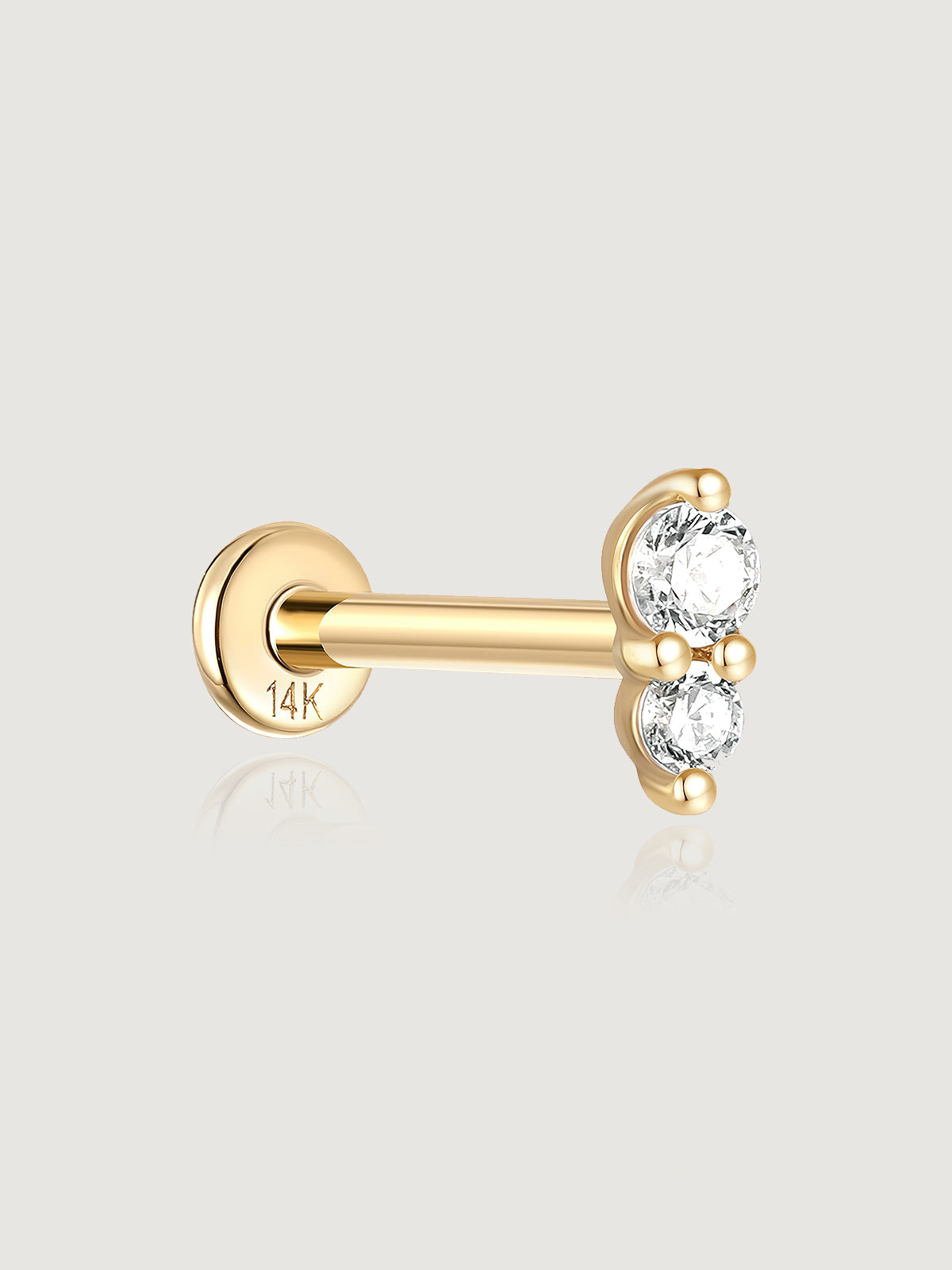 14K Solid Gold Minimalist Spliced Flat Back Earrings