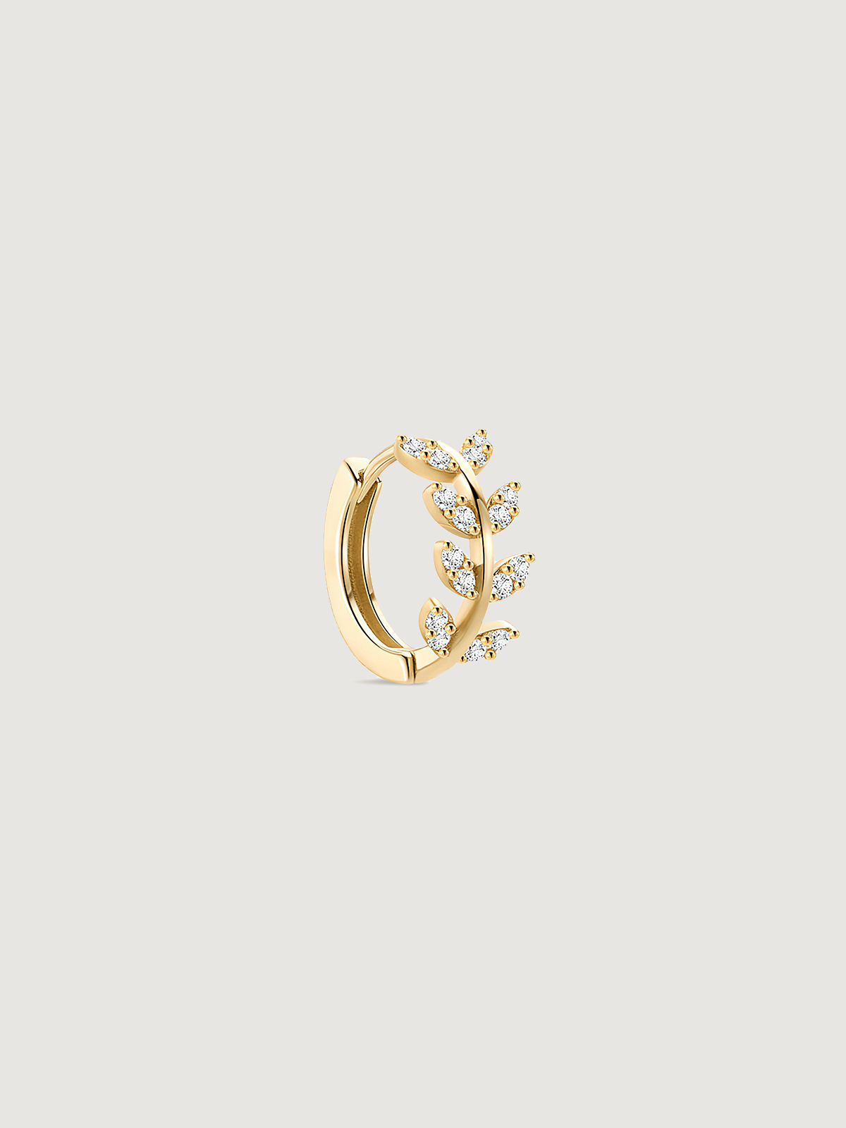 14K Solid Gold Delicate Leaf Hoop Earrings