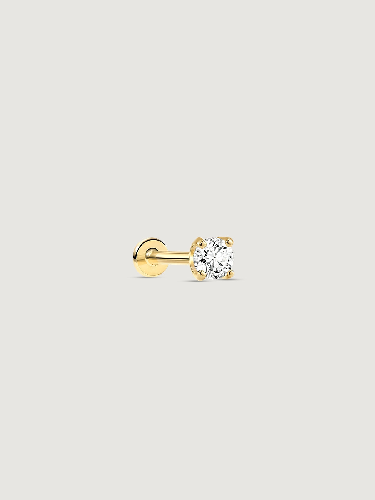 14K Solid Gold Solitaire CZ Flat Back Earrings