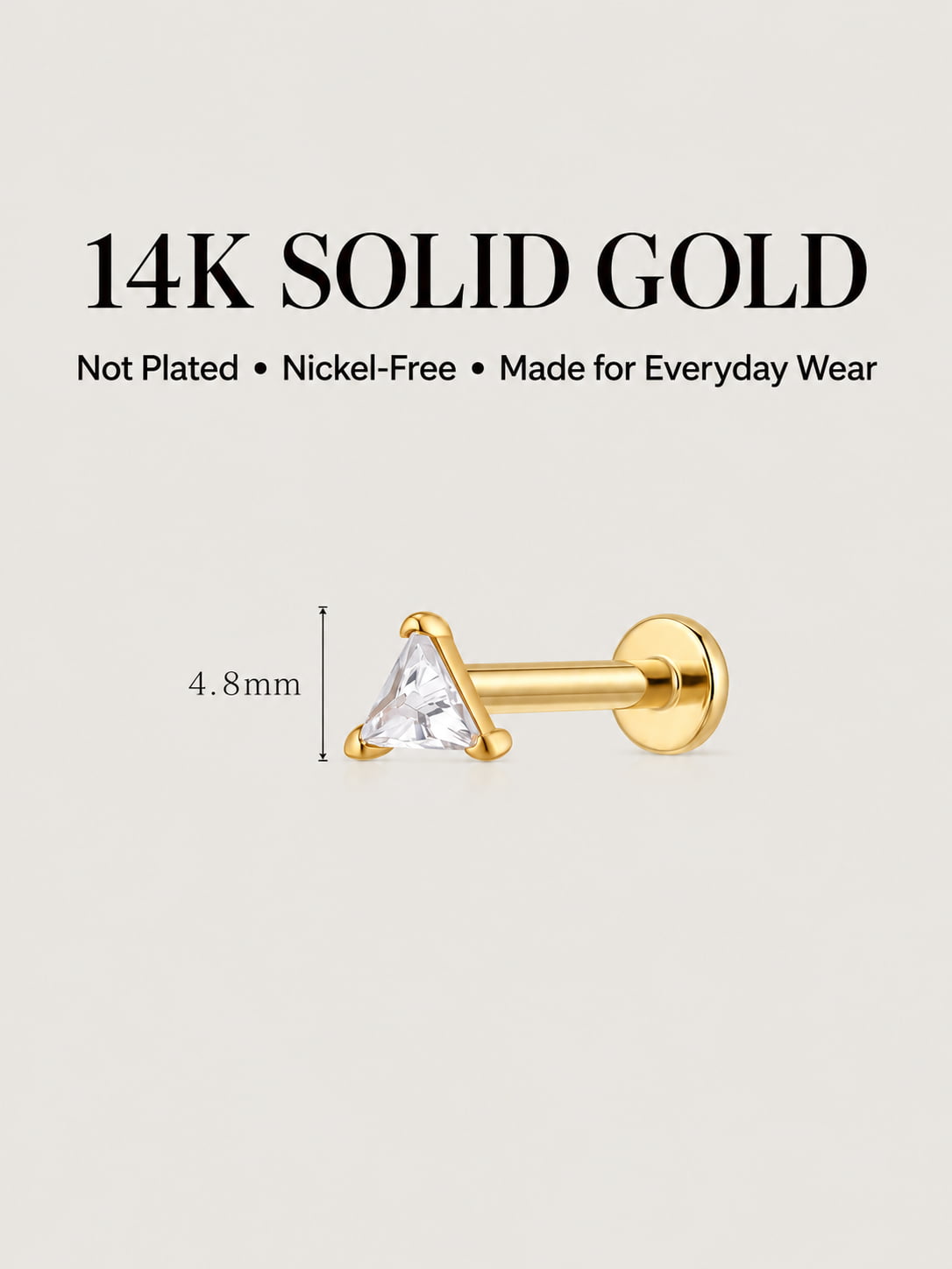 Trillion-Cut Solitaire Flat Back Stud