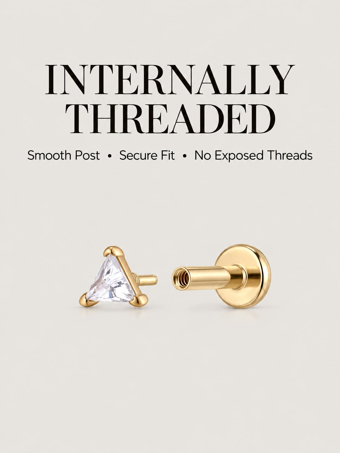 Trillion-Cut Solitaire Flat Back Stud