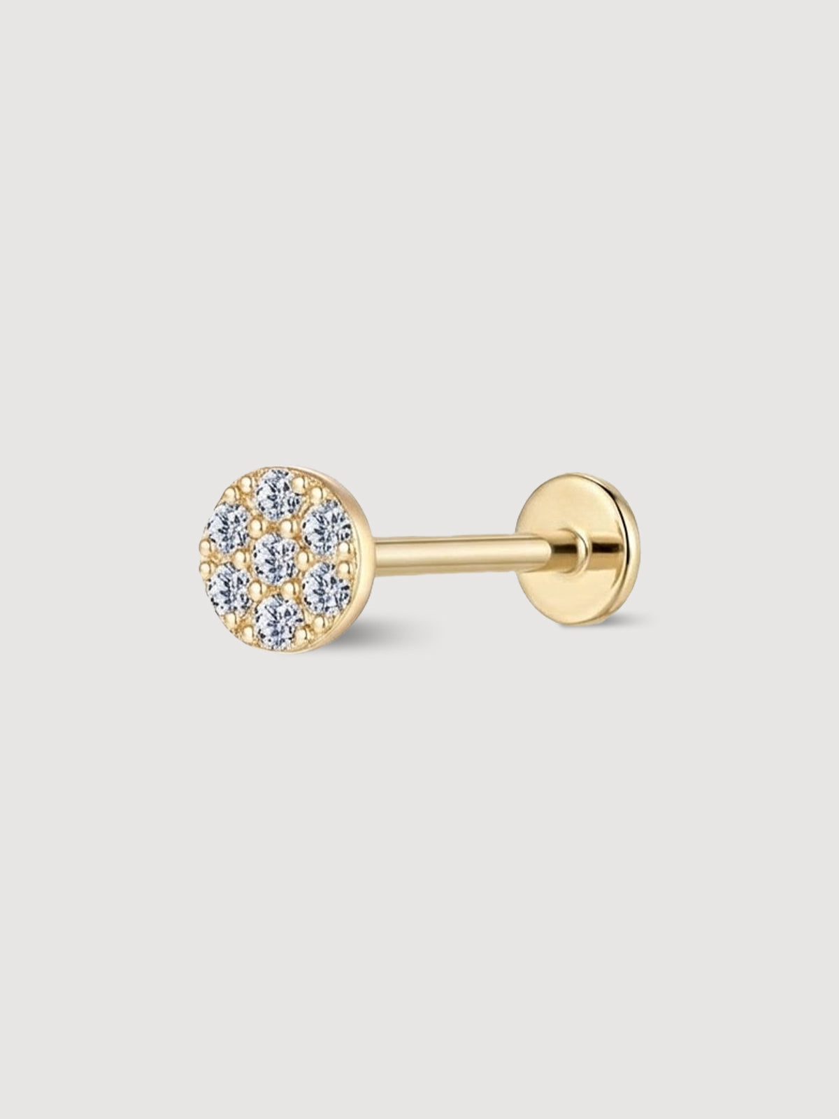 14K Solid Gold Diamond Cluster Flat Back Earring