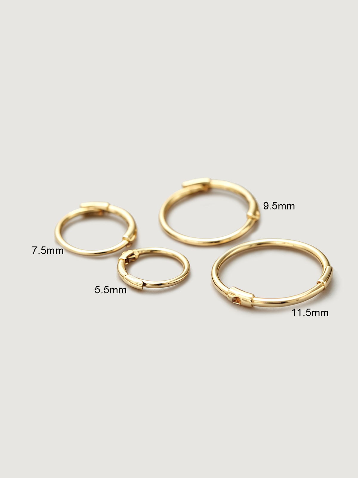 14K Solid Gold Minimalist Classic Hoop Earrings