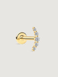 14K Solid Gold Minimalist Crescent Flat Back Earring