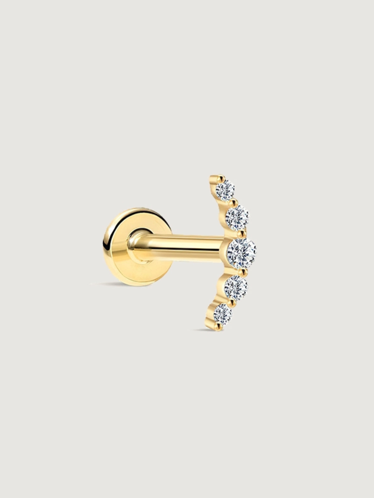 14K Solid Gold Minimalist Crescent Flat Back Earring