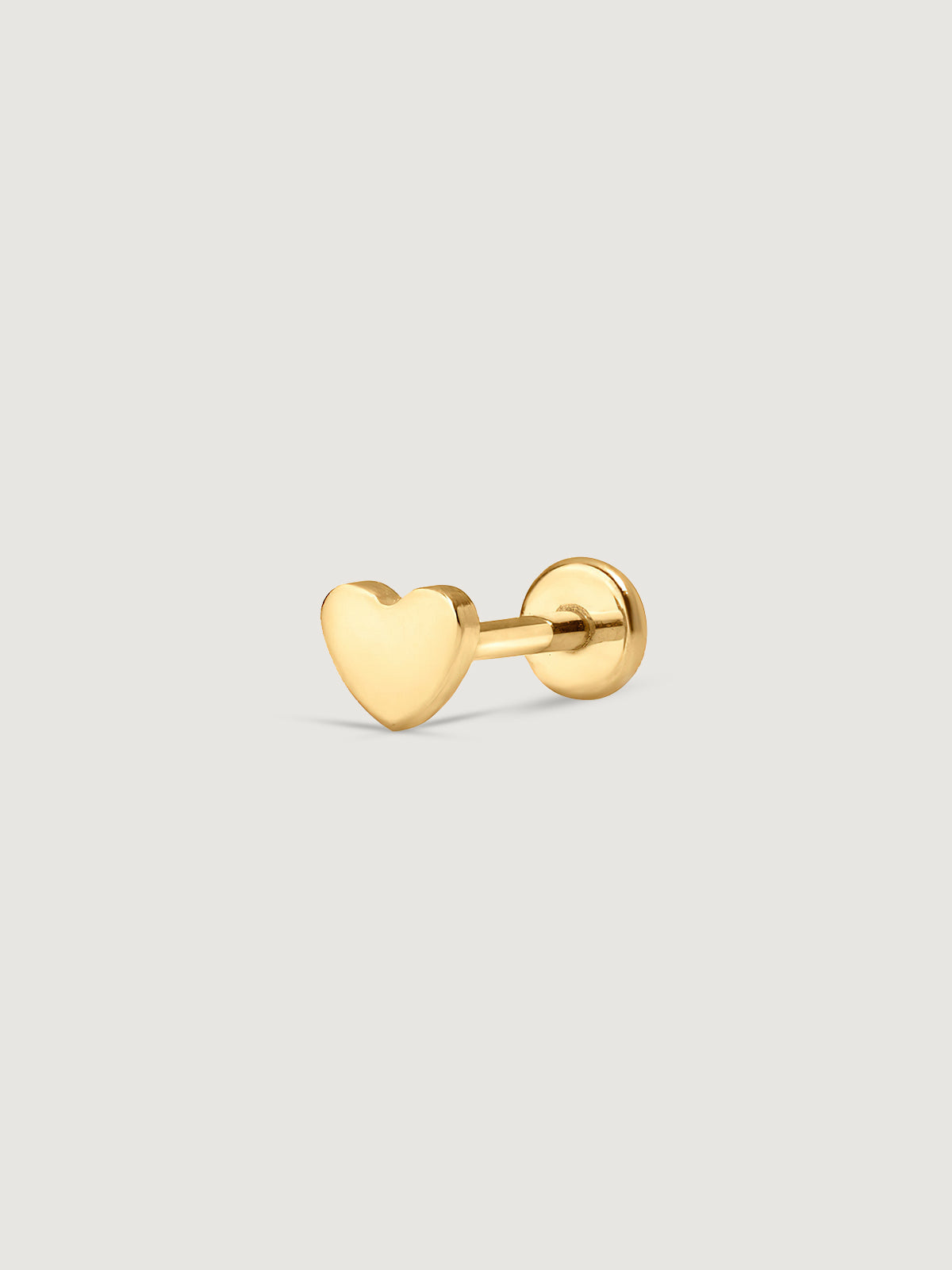 14K Solid Gold Minimalist Heart Flat Back Earrings