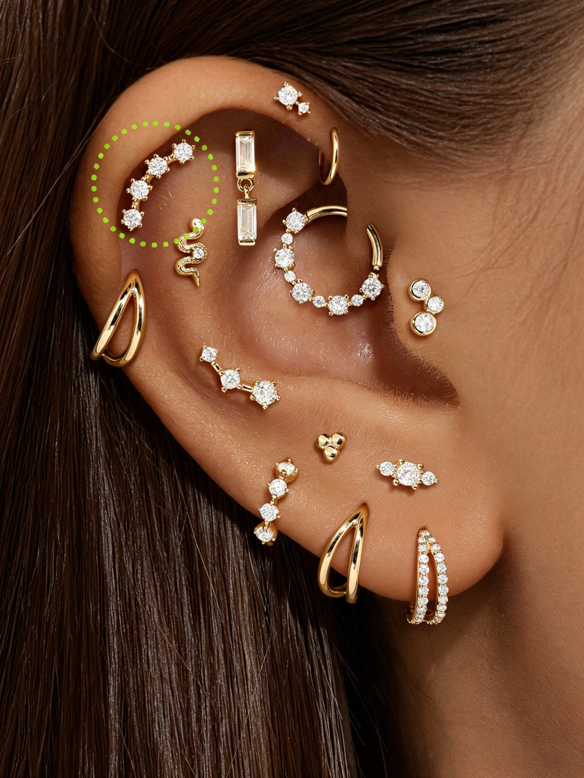 14K Solid Gold Sleek Curved Flat Back Earrings