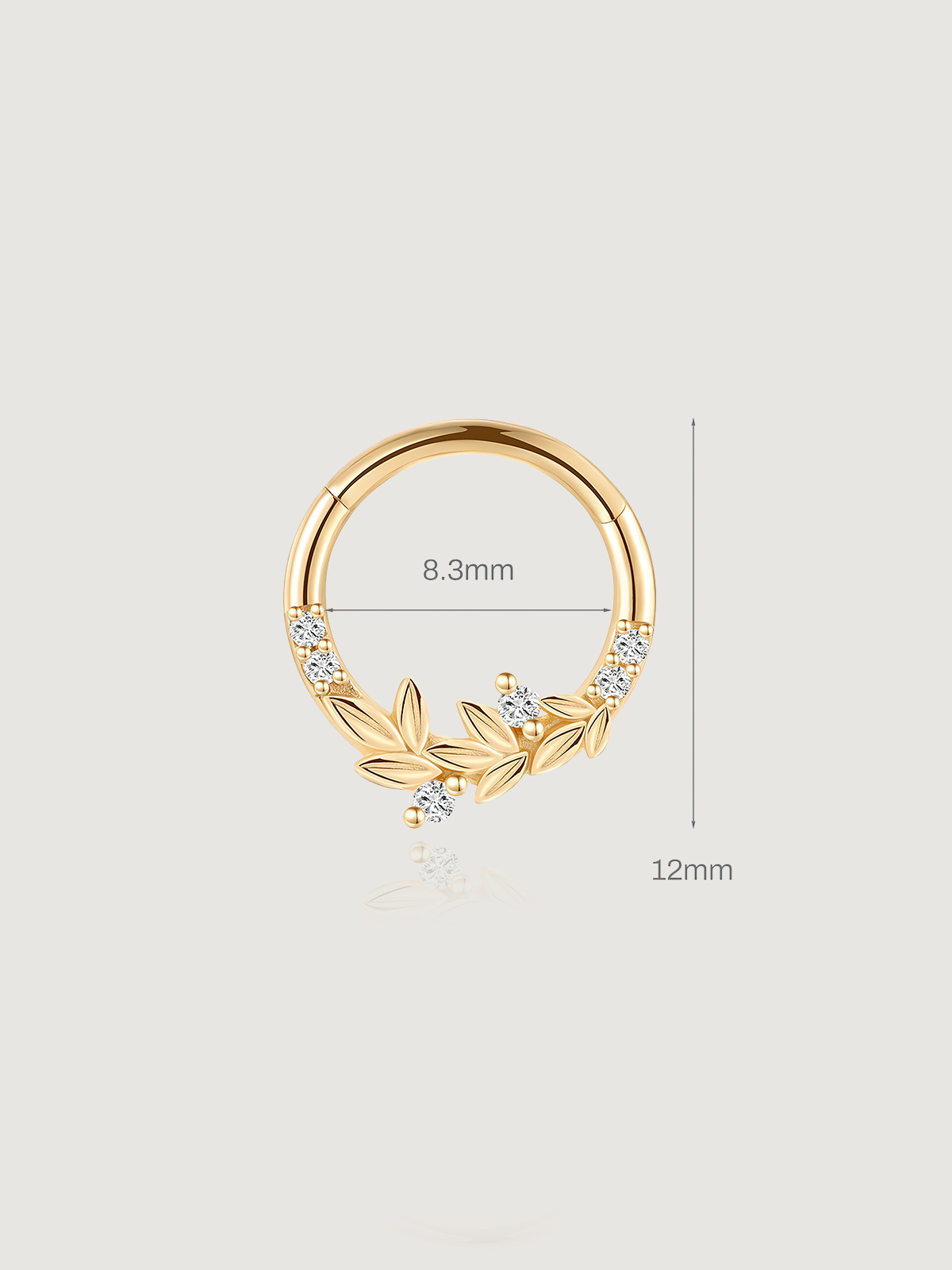 14K Solid Gold Marquise Floral Hoop Earrings