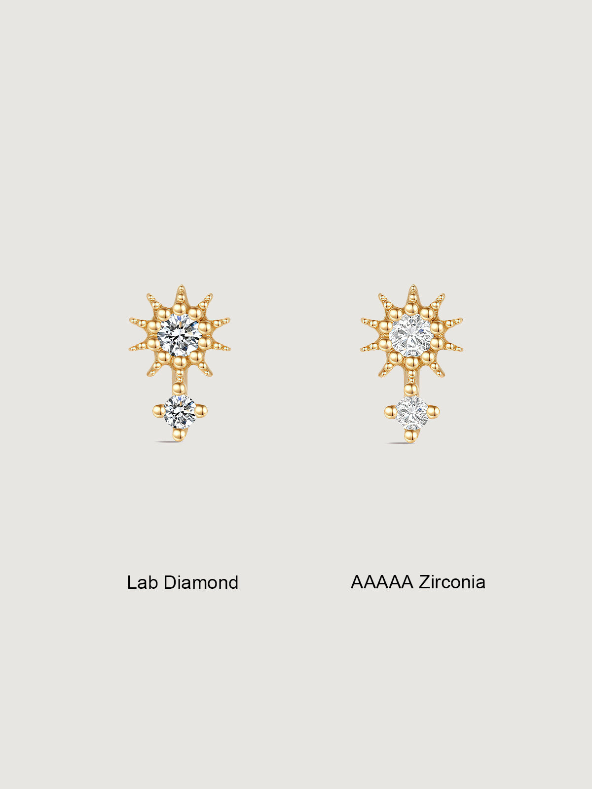 14K Solid Gold Delicate Sunflower Flat Back Earrings