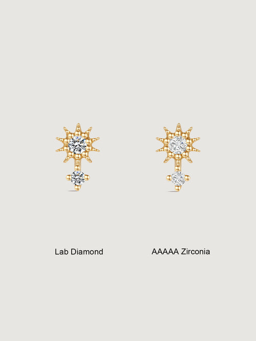 14K Solid Gold Delicate Sunflower Flat Back Earrings