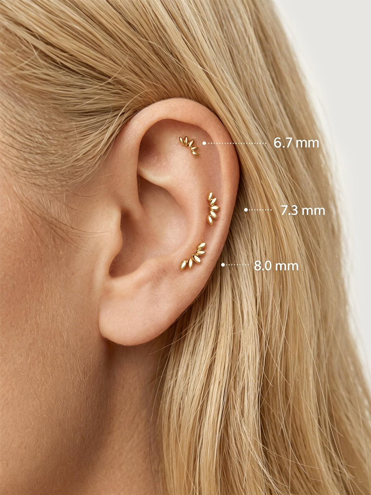 14K Solid Gold Minimalist Petal Arc Flat Back Earrings