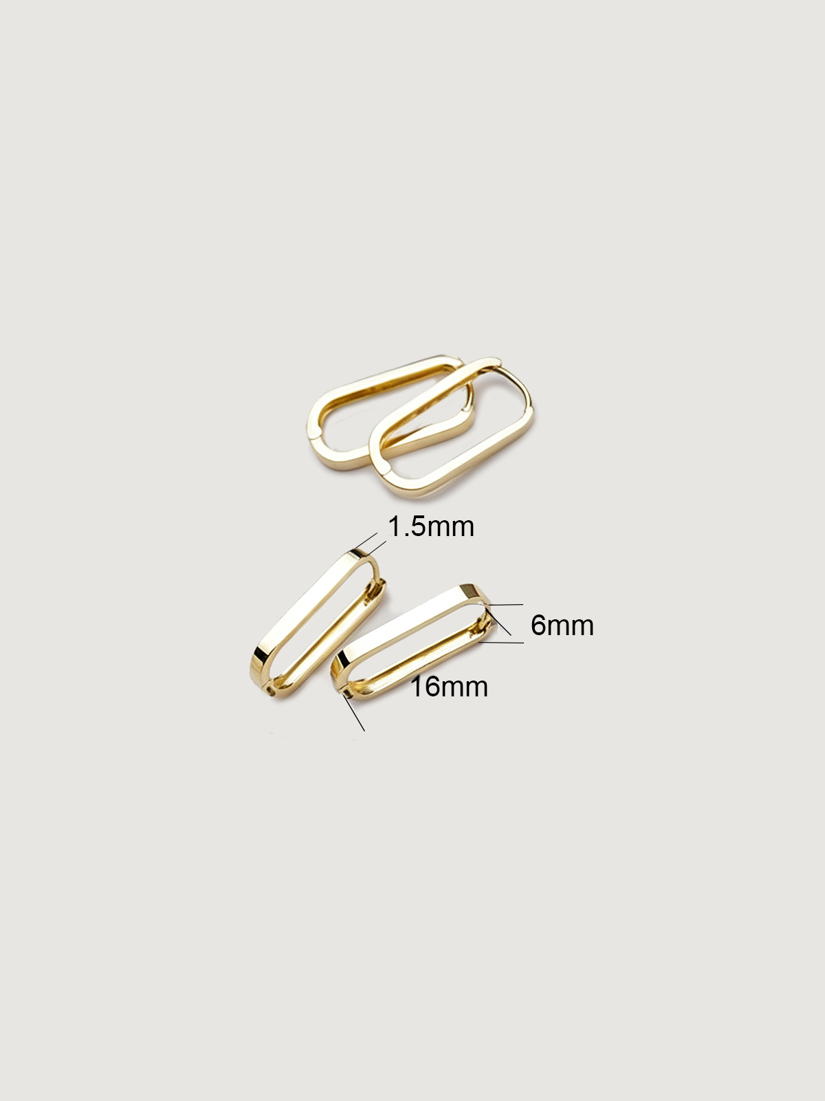 14K Solid Gold Minimalist Oval Hoop Earring