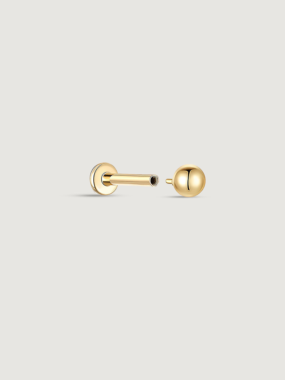 14K Solid Gold Round Ball Flat Back Earrings