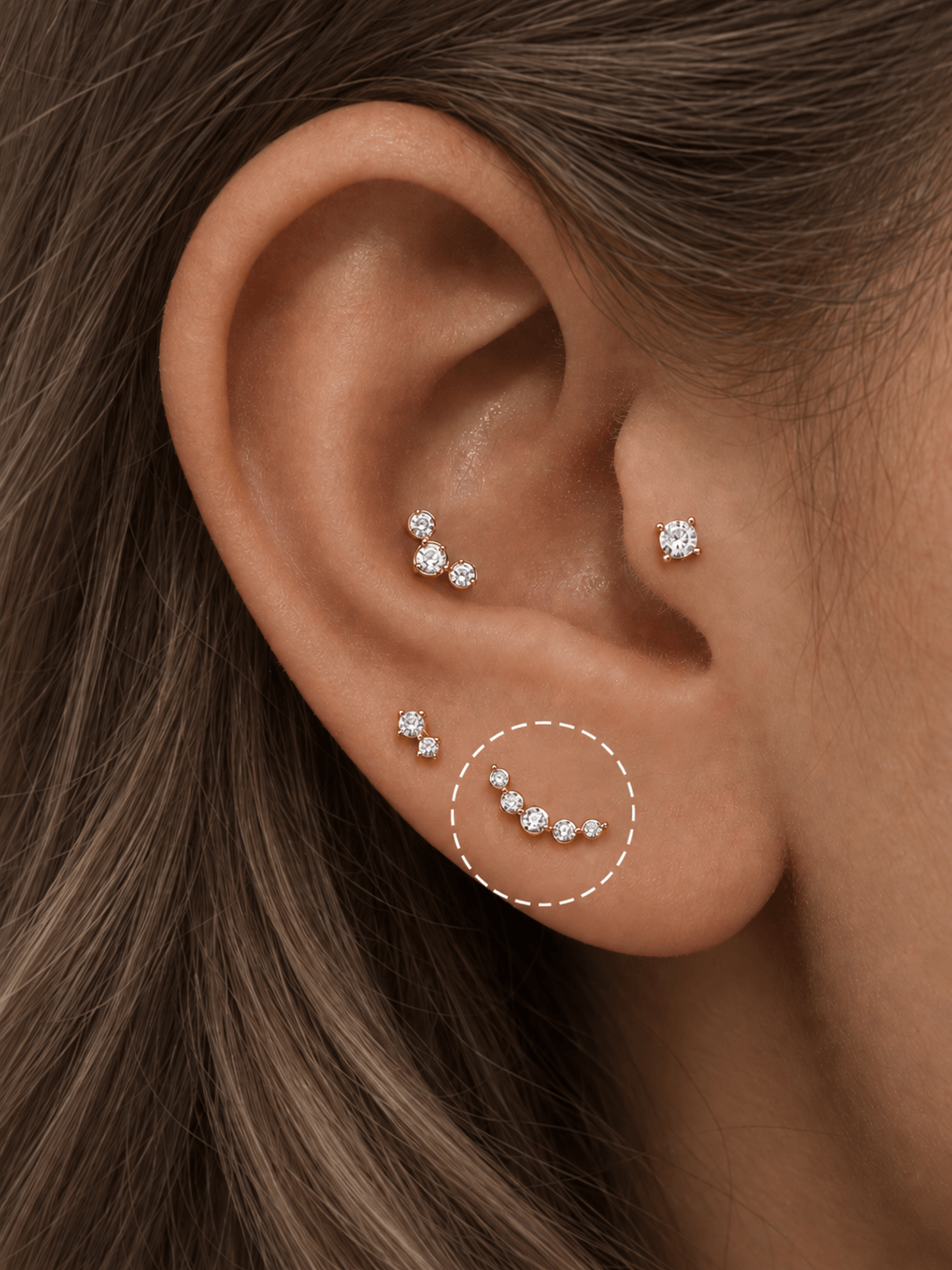 14K Solid Gold Simple Curved Flat Back Earrings